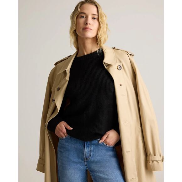 Quince Mongolian Cashmere Fisherman Crewneck Sweater Black Size M Pullover NWT - Picture 10 of 16